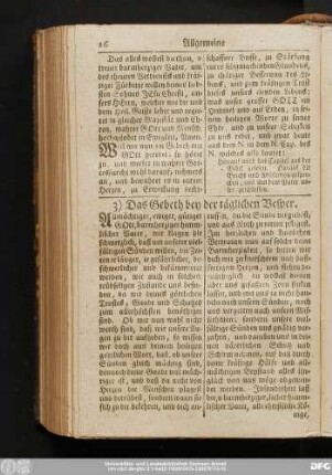 3) Das Gebeth bey der täglichen Vesper.