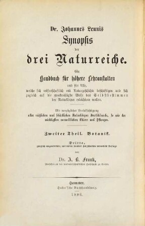 Synopsis der Pflanzenkunde : ein Handbuch für höhere Lehranstalten und für Alle, welche sich wissenschaftlich mit der Naturgeschichte der Pflanzen beschäftigen wollen, 3. Specielle Botanik, Kryptogamen