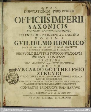 Disputationem Iuris Publici De Officiis Imperii Saxonicis