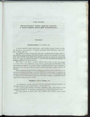 Parte Seconda. Descrizione delle specie nuove e note sopra altre già conosciute.