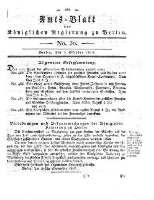 No. 30, 7. Oktober 1818