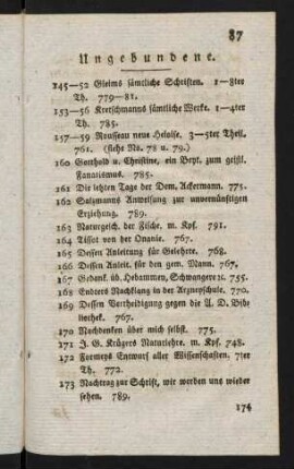87-107, Ungebundene.
