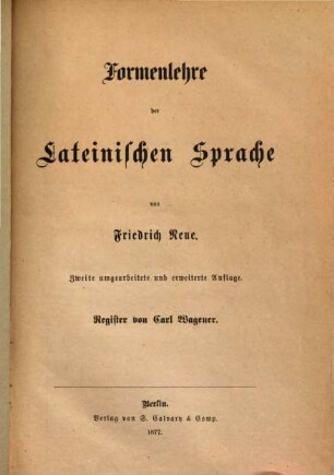 Formenlehre der lateinischen Sprache, 3. Register