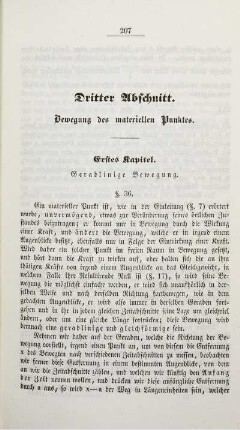 Dritter Abschnitt. Bewegung des materiellen Punktes.