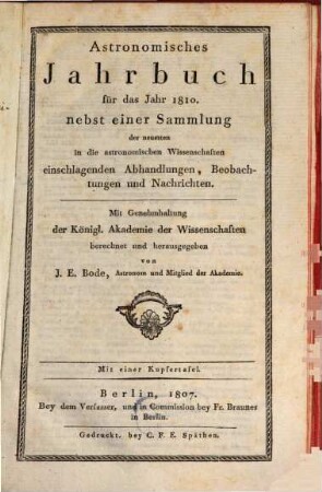 Astronomisches Jahrbuch. 1810, 1810 (1807)