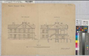 Arnsberg (Arnsberg) Landgericht Blatt 5 Seitenansicht, Querschnitt 1908 1 : 100 50 x 67 Druck Staatshochbauamt Soest-Arnsberg