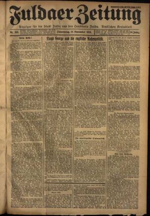 Erste Ausgabe vom Donnerstag, den 15. November 1928.