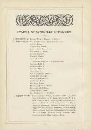Verzeichniß der gegenwärtigen Kirchenbeamten