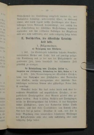 E. Vorschriften, die öffentliche Reinlichkeit betr.