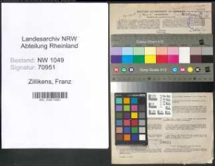 Entnazifizierung Franz Zillikens , geb. 21.03.1894 (Landwirt)