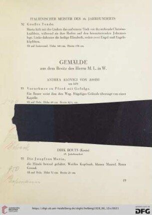 Gemälde aus dem Besitz des Herrn M.L. in W. (Nr. 53-69)