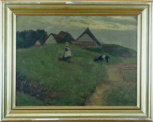 K. O. Matthaei: Häuser hinterm Deich in Duhnen (um 1900)