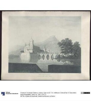 Undine. Oper von E. T. A. Hoffmann. Entwurf der 9. Dekoration. Burg Ringstetten