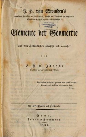 J. H. van Swinden's ... Elemente der Geometrie