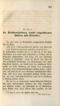 Ueber die Selbstentzündung feucht eingefahrenen Futters und Getreides.