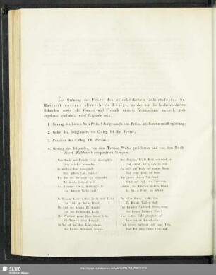 [Programmablauf der Feier]