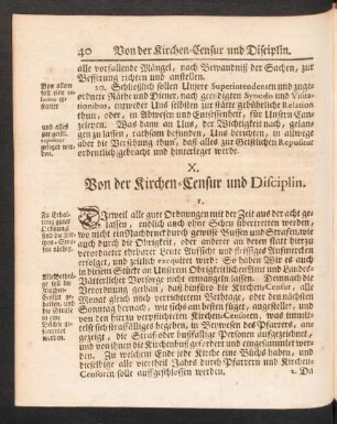 X. Von der Kirchen-Censur und Disciplin.