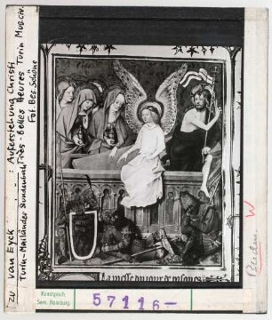 Jan van Eyck: Auferstehung Christi. Turin, Mailänder Stundenbuch. Turin Mus. Civ.
