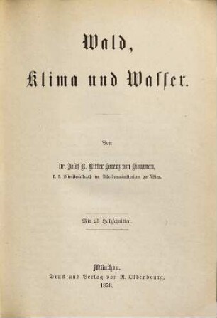 Wald, Klima und Wasser