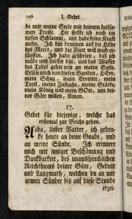 106-120, Gebet für diejenige, so das erstemal beichten.