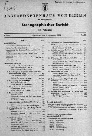 Nr. 18 (18), 7. November 1963
