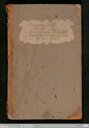 Ausgabenbuch des Dr. Senckenbergischen Medizinischen Instituts