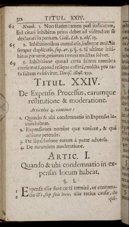 Titul. XXIV. De Expensis Processus, earumque restitutione & moderatione.