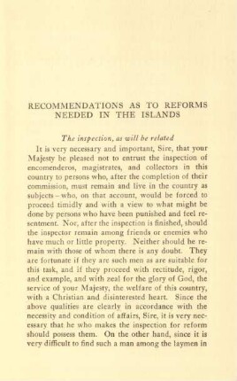 Recommendations as to reforms needed in the islands