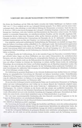 Vorwort des Grabungsleiters und Institutsdirektors