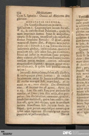 Meditatio Secunda. De Gaudiis Beatorum in cœlis.