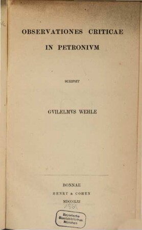 Observationes criticae in Petronium
