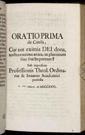 Oratio Prima de Causis.