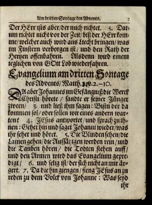 Evangelium am dritten Sontage des Advents/ ...