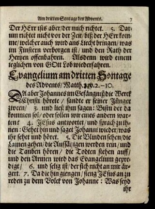 Evangelium am dritten Sontage des Advents/ ...