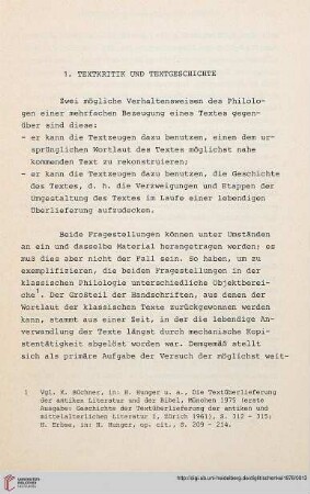 I. Textkritik und Textgeschichte