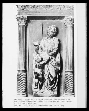 Nebenaltar, 1. Obergeschoss, Detail: Evangelist Matthäus