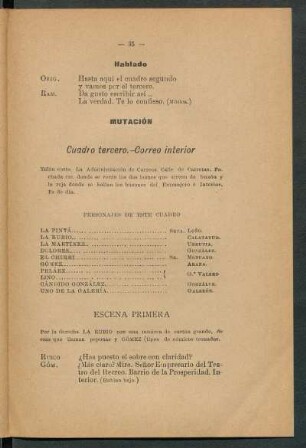 Cuadro tercero. - Correo interior