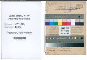 Entnazifizierung Karl Wilhelm Weyrauch , geb. 10.06.1899 (Kaufmaennischer Angestellter)