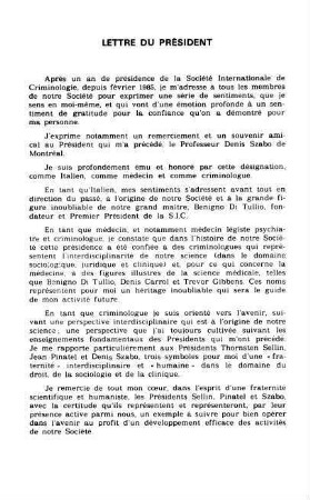 Lettre du Président