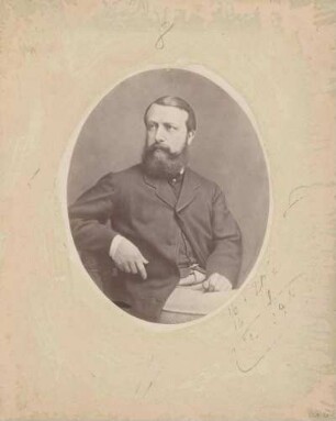 Großherzog Friedrich I., sitzend, Brustporträt.