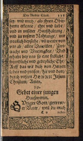 19. Gebet einer jungen Haußwirtin.