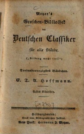 E. T. A. Hoffmann. 1 : Mit Biografie und Portrait