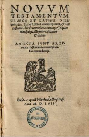 Novvm Testamentvm Graece Et Latine