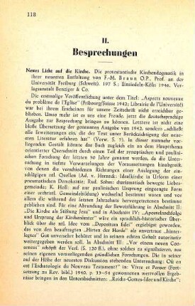 118-120 [Rezension] Braun, François Marie, Neues Licht auf die Kirche