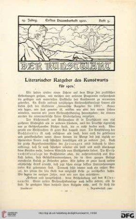 Literarischer Ratgeber des Kunstwarts für 1901, [1]