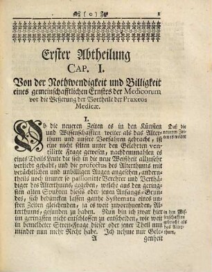 Unvorgreiffliche Gedancken wie Medici Practici besonders in grossen Städten die bißher zu gröstem Schaden der Medicin so sehr abnehmende Vortheile der Praxis zu verbessern und solche vor fernerem Verfall mit leichter Mühe zu bewahren vermögend