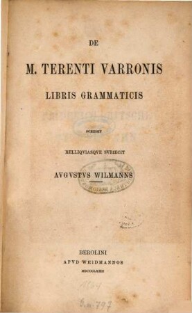De M. Terenti Varronis libris grammaticis