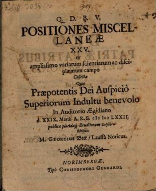 Positiones miscellaneae XXV