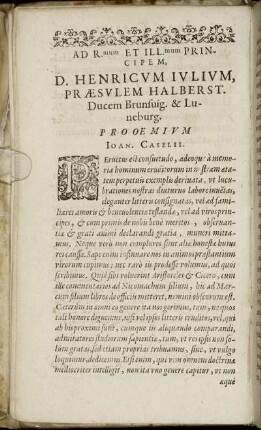 Ad R.mum Et Ill.mum Principem, D. Henricum Julium, Præsulem Halberst. [...] Prooemium [...]