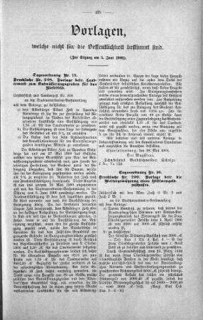 Vorlagen welche nicht für die Oeffentlichkeit bestimmt sind., 05. Juni 1901